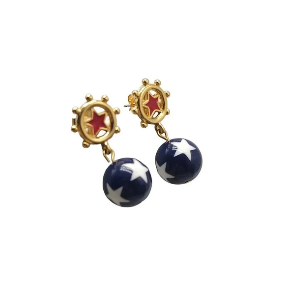 Avon Star Spangle Dangle Nautical Dangle 1993 Patriotic Pierced Earrings - Picture 2 of 5